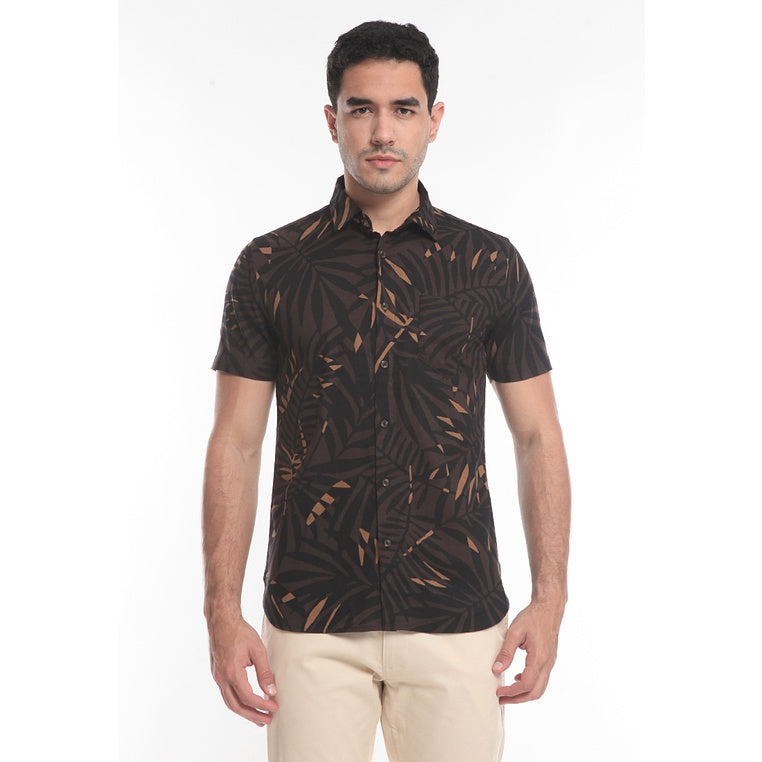 Men's Top By MOC Kemeja Pria Printing Pendek Slim Fit Thalimpo Best Seller