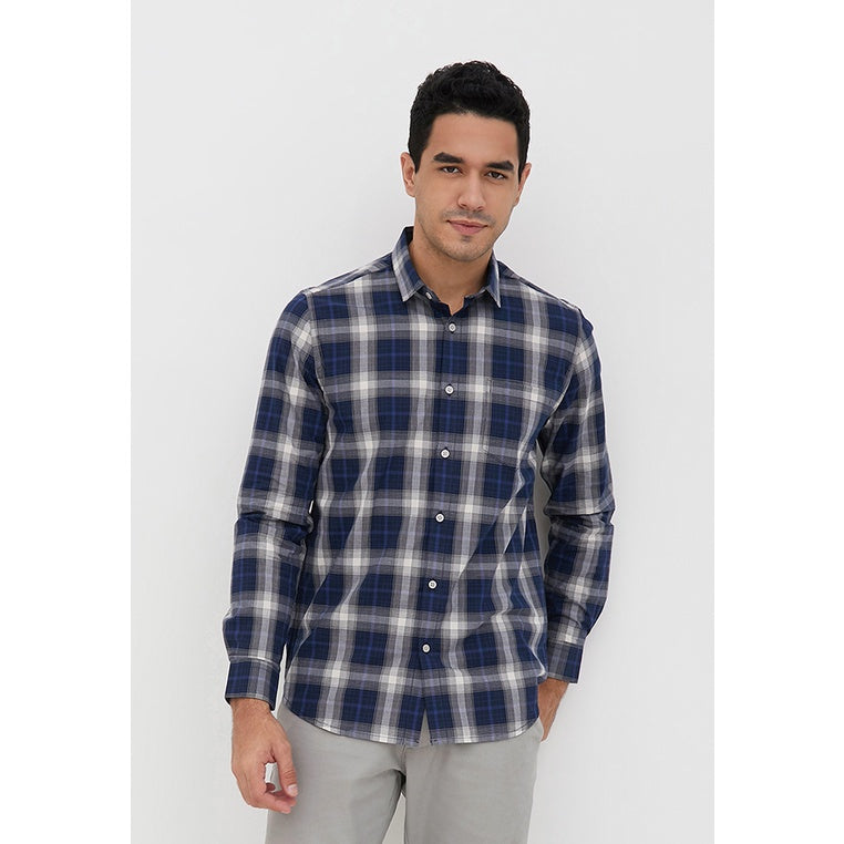 Men's Top By MOC Kemeja Pria Flannel Panjang Modern Fit Maui Best Seller