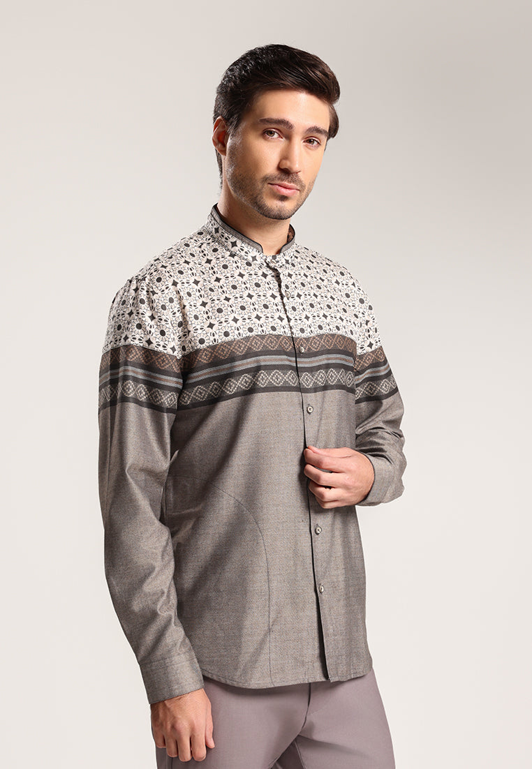 MOC - Kemeja Koko Lengan Panjang Pria Abizar - Brown