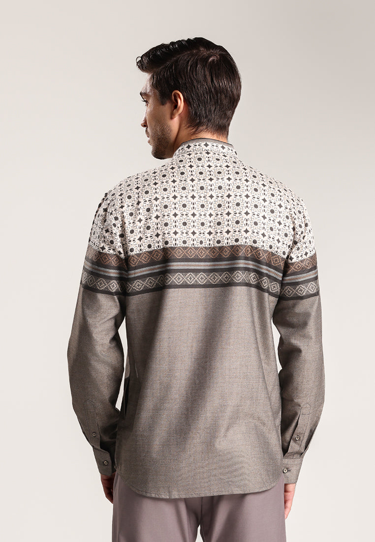 MOC - Kemeja Koko Lengan Panjang Pria Abizar - Brown