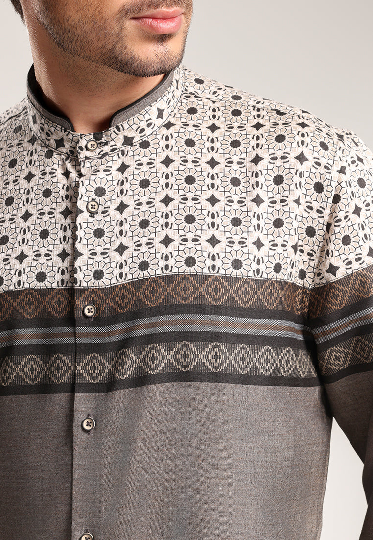 MOC - Kemeja Koko Lengan Panjang Pria Abizar - Brown