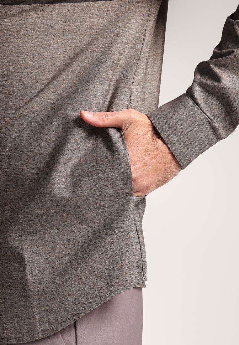 MOC - Kemeja Koko Lengan Panjang Pria Abizar - Brown