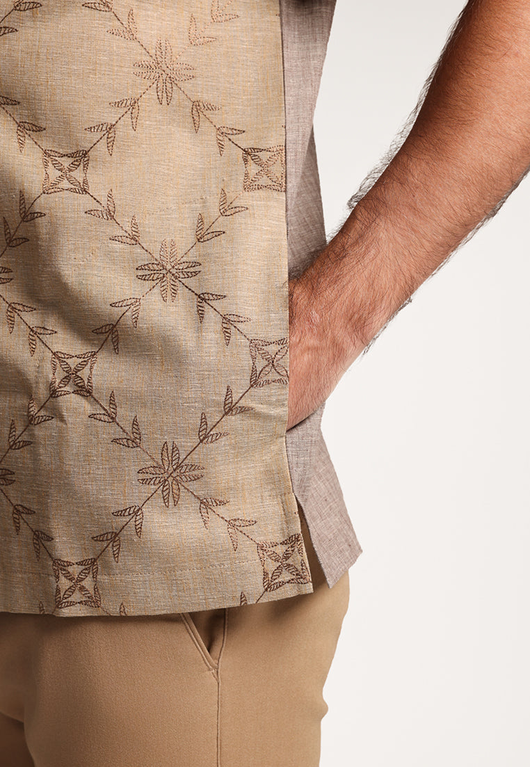 MOC Kemeja Koko Lengan Pendek Pria Adiyat - Khaki