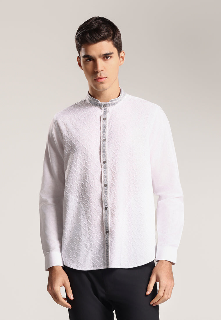 MOC Kemeja Koko Lengan Panjang Pria Arwa - White