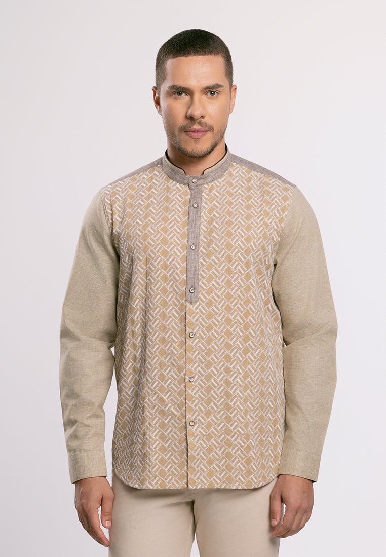 MOC - Kemeja Koko Lengan Panjang Pria Bilal - Khaki
