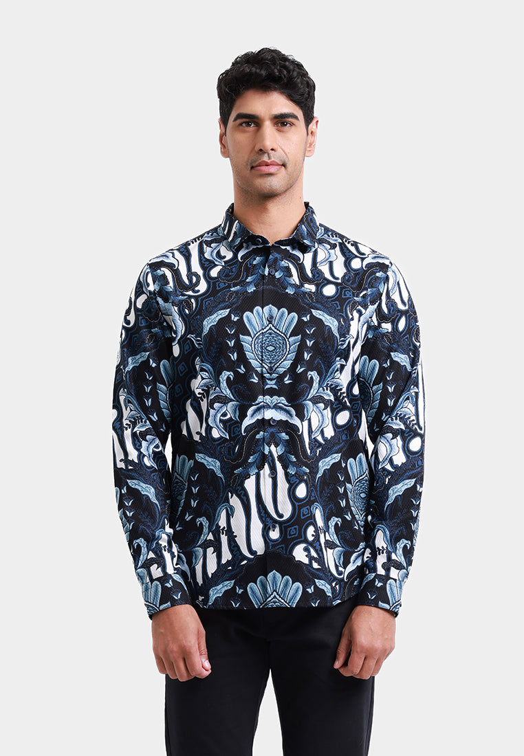 MOC Kemeja Batik Lengan Panjang Pria DHARMASRAYA - NAVY