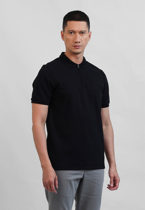 MOC Kaos Polo Lengan Pendek Pria LEO - BLACK