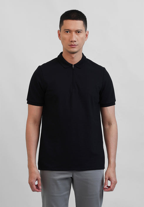 MOC Kaos Polo Lengan Pendek Pria LEO - BLACK