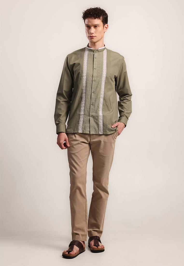 MOC Kemeja Koko Lengan Panjang Pria Jannah - Olive