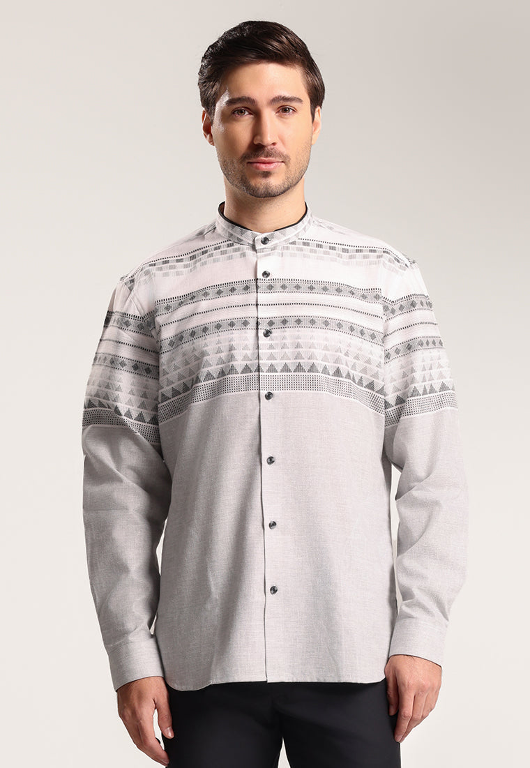 MOC Kemeja Koko Lengan Panjang Pria Kareem - Grey