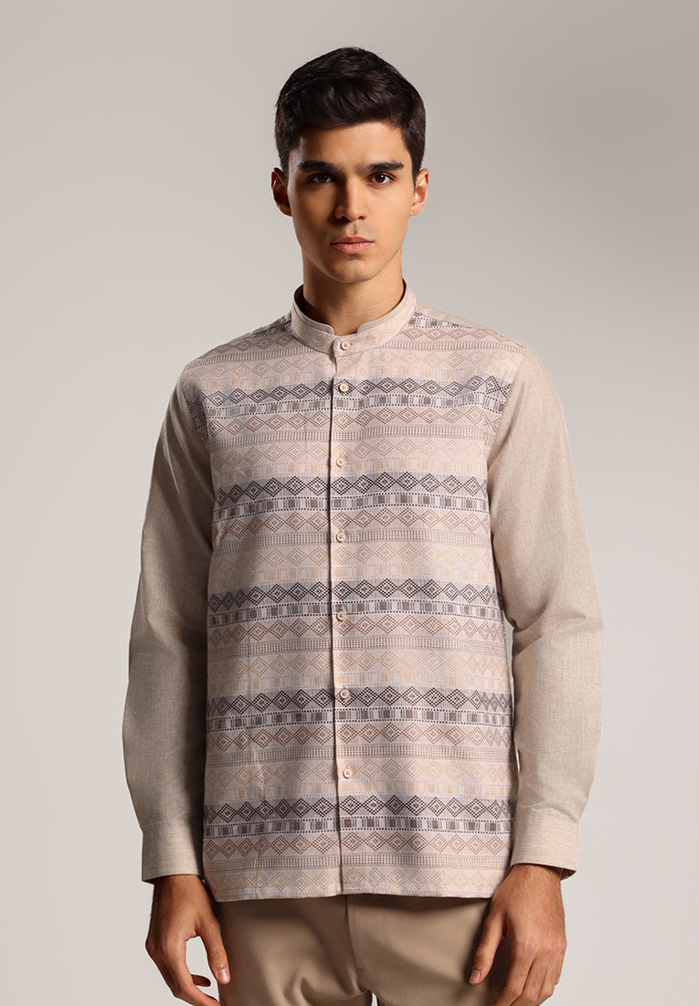 MOC Kemeja Koko Lengan Panjang Pria Oraif - Khaki