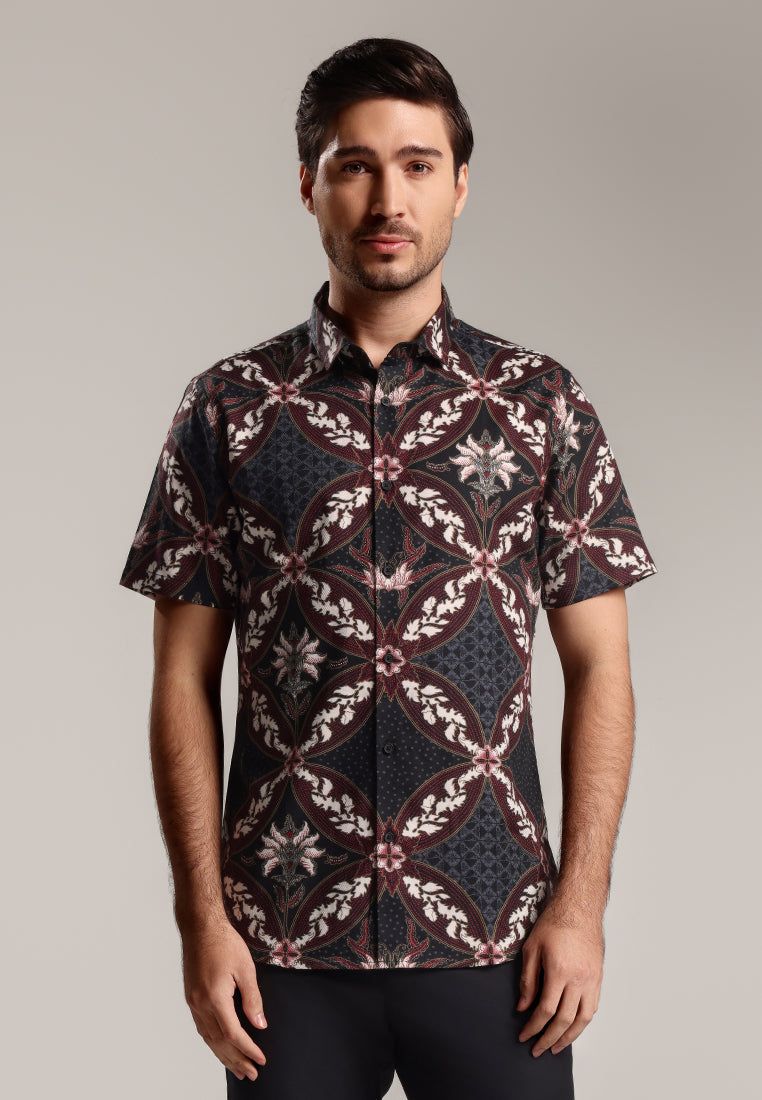 MOC - Kemeja Batik Pria Lengan Pendek Ragbani 2 - Maroon