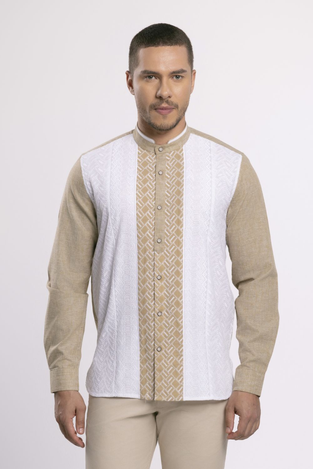 MOC Kemeja Koko Lengan Panjang Pria Yakub - Khaki
