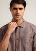 MOC - Kemeja Kotak-kotak Pria Lengan Pendek Brad - Brown