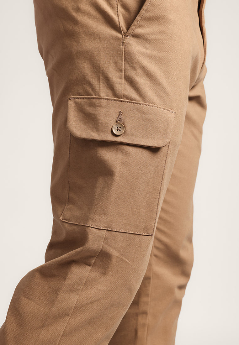MOC - Celana Panjang Cargo Polos Pria Zico - Brown Light