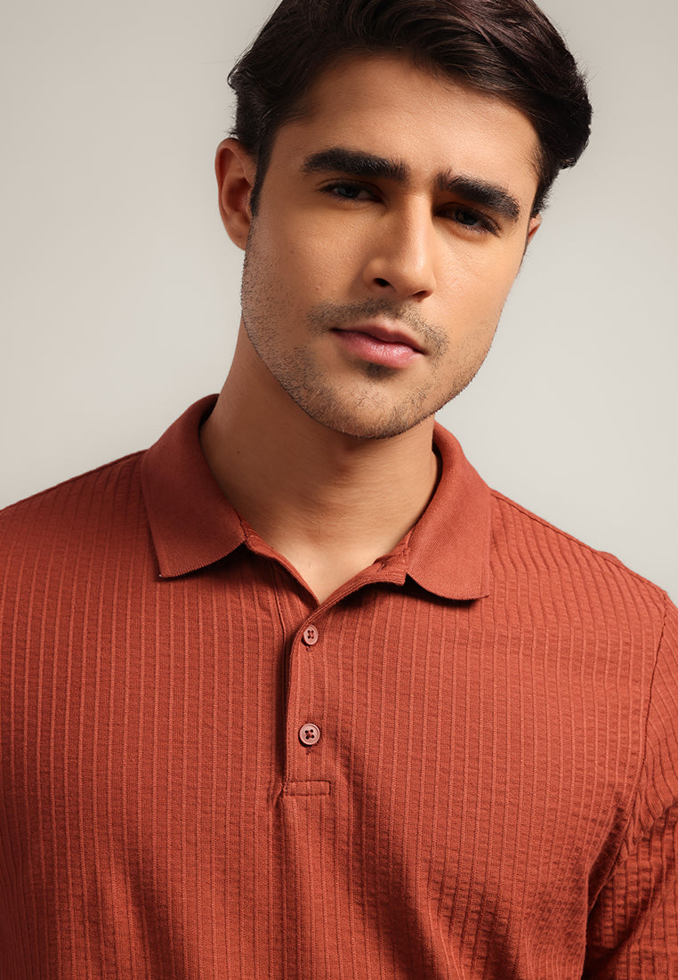 MOC - Kaos Polo Polos Pria Lengan Pendek Andres - Teracota