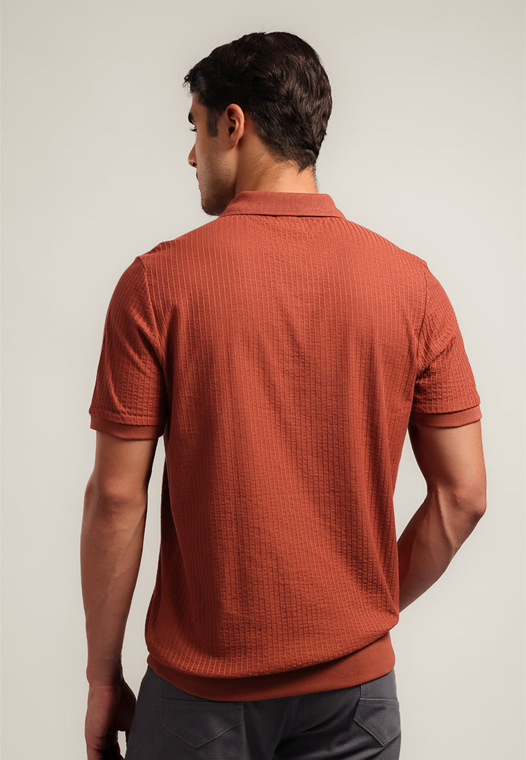 MOC - Kaos Polo Polos Pria Lengan Pendek Andres - Teracota