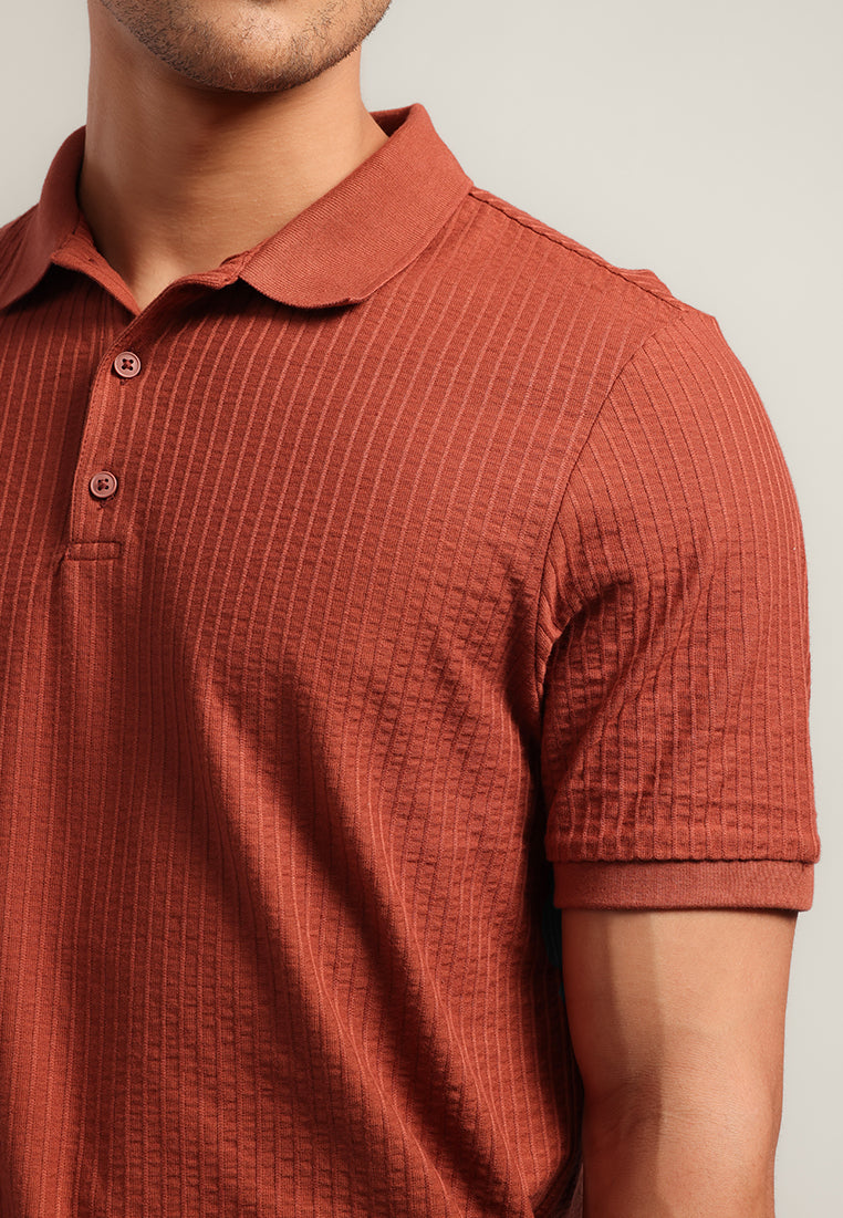 MOC - Kaos Polo Polos Pria Lengan Pendek Andres - Teracota