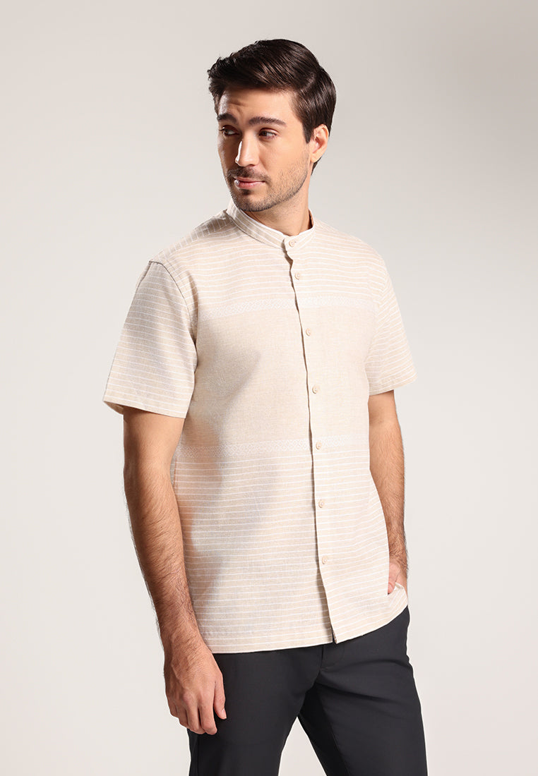 Men's Top Kemeja Koko Lengan Pendek Pria Brunoz - Khaki