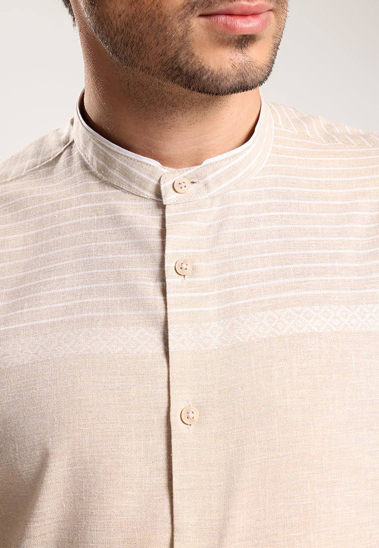 Men's Top Kemeja Koko Lengan Pendek Pria Brunoz - Khaki