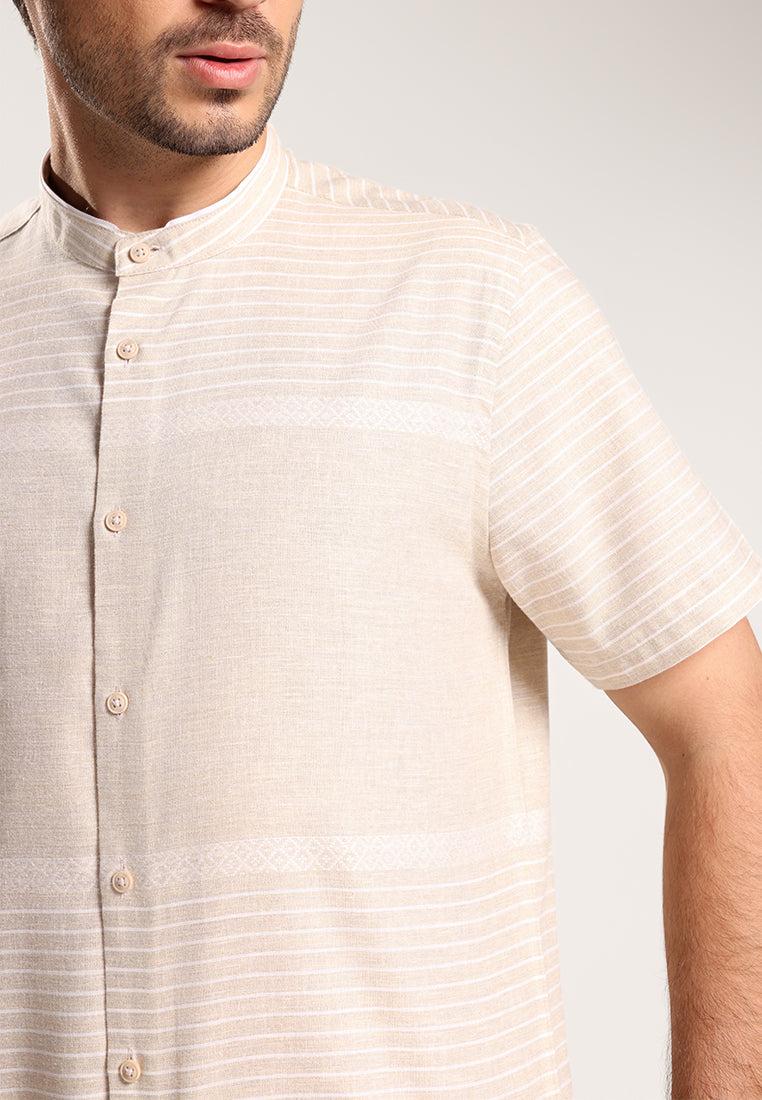 Men's Top Kemeja Koko Lengan Pendek Pria Brunoz - Khaki