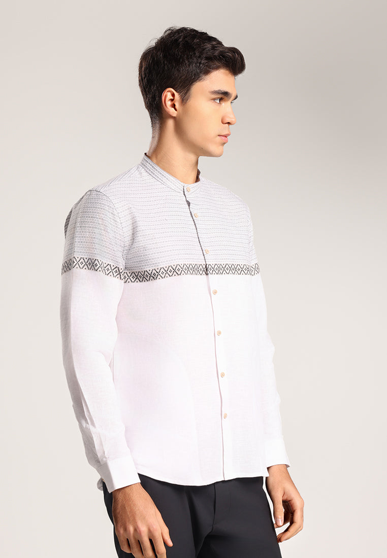 Men's Top Kemeja Koko Lengan Panjang Pria Chafiq - White