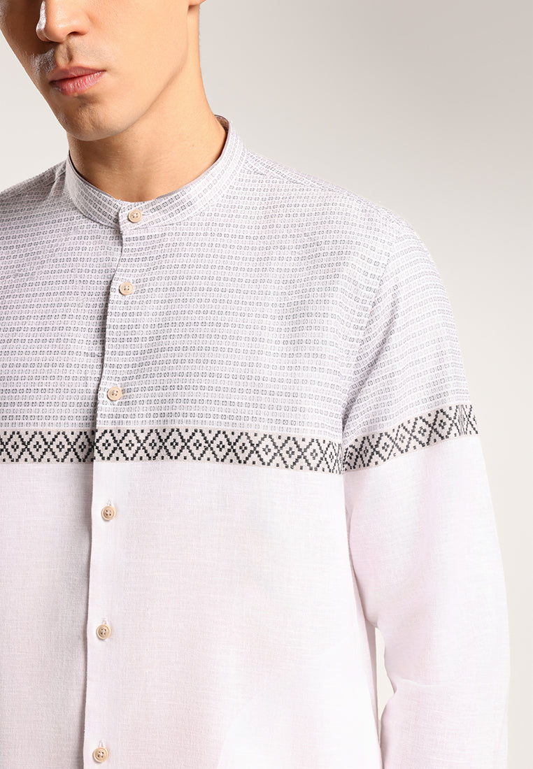 Men's Top Kemeja Koko Lengan Panjang Pria Chafiq - White
