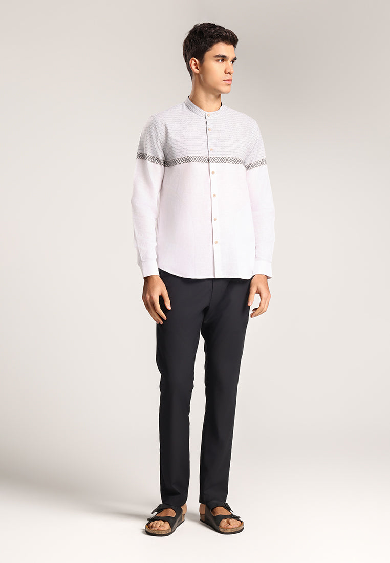 Men's Top Kemeja Koko Lengan Panjang Pria Chafiq - White