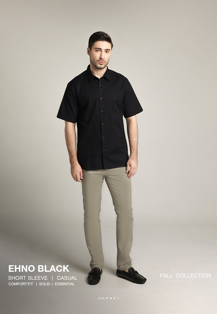 MOC Kemeja Lengan Pendek Pria Ehno - Black