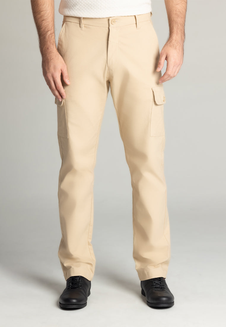 MOC - Celana Panjang Cargo Polos Pria Zico - Beige