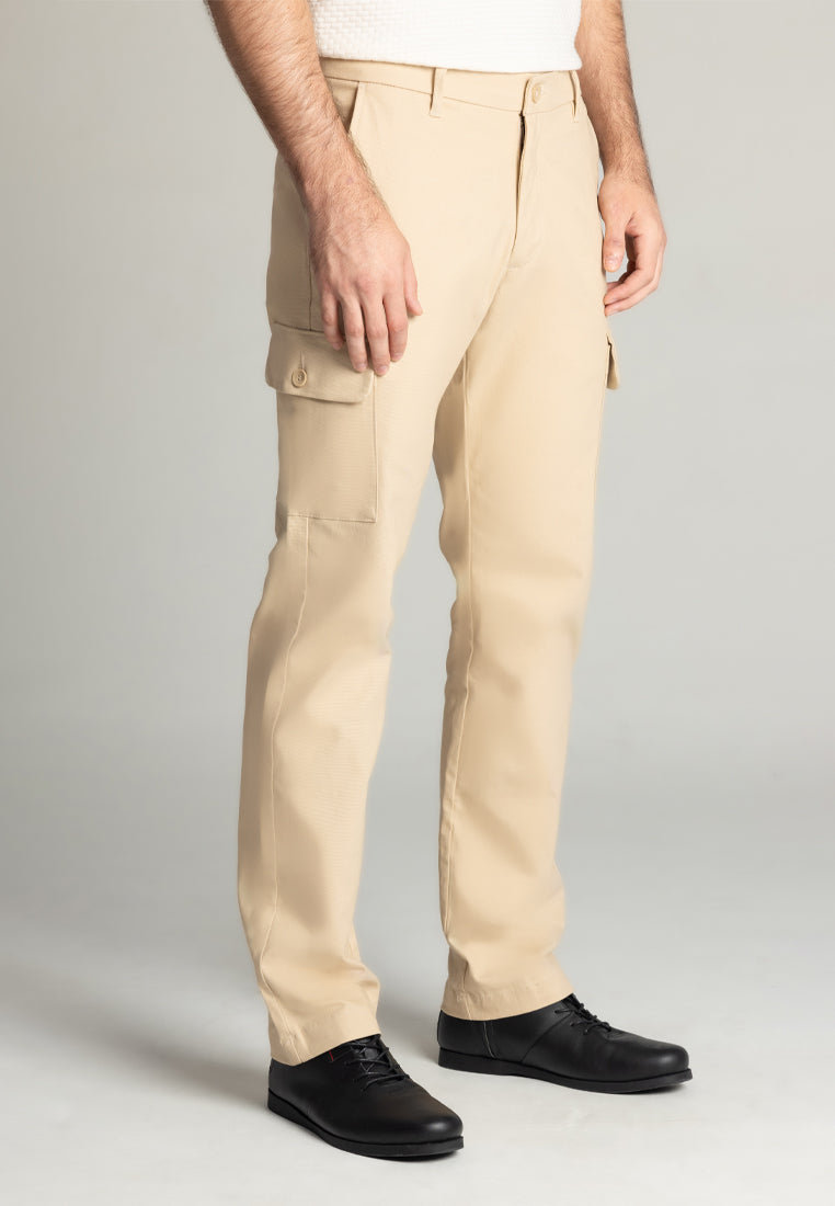 MOC - Celana Panjang Cargo Polos Pria Zico - Beige