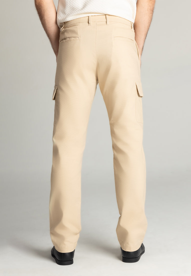 MOC - Celana Panjang Cargo Polos Pria Zico - Beige