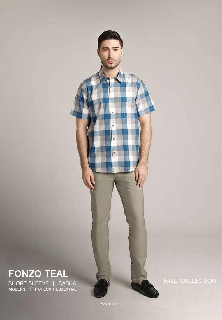 MOC Kemeja Lengan Pendek Pria Fonzo - Teal