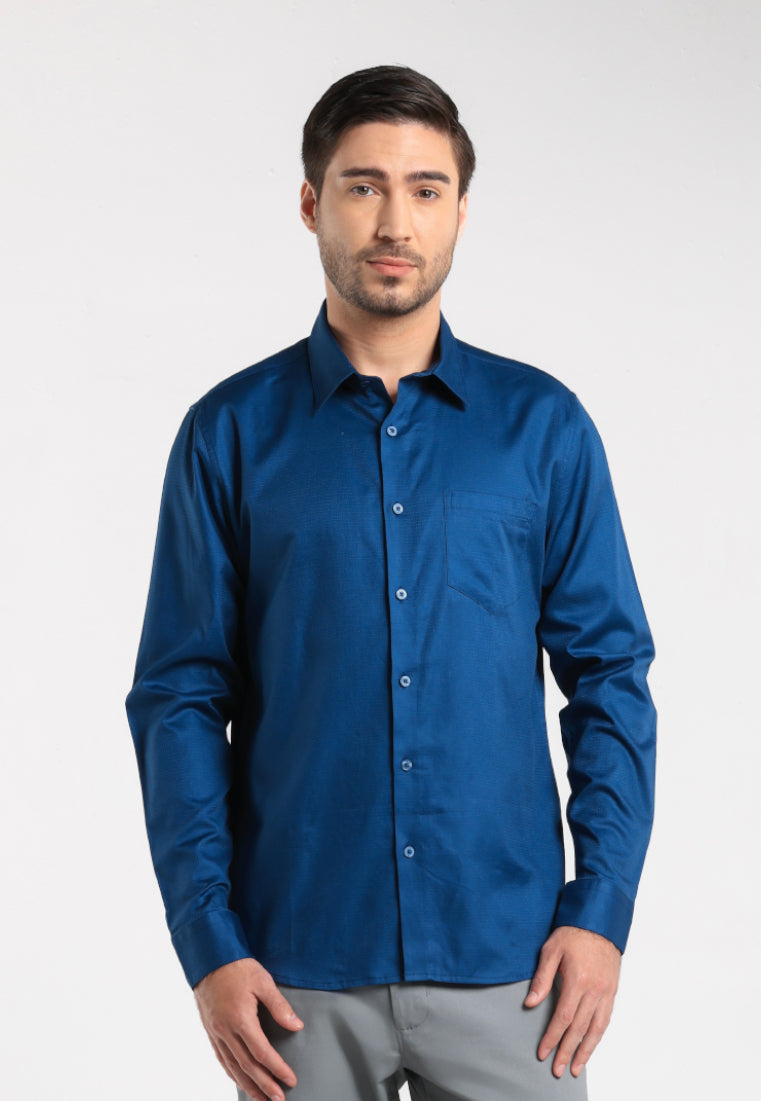 MOC - Kemeja Polos Pria Lengan Panjang Nicola - Blue