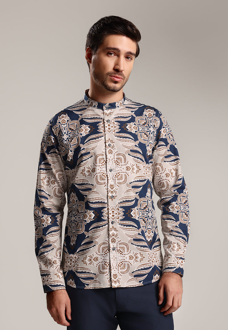 MOC Kemeja Koko Lengan Panjang Pria Modern Fit PRABARA - BEIGE