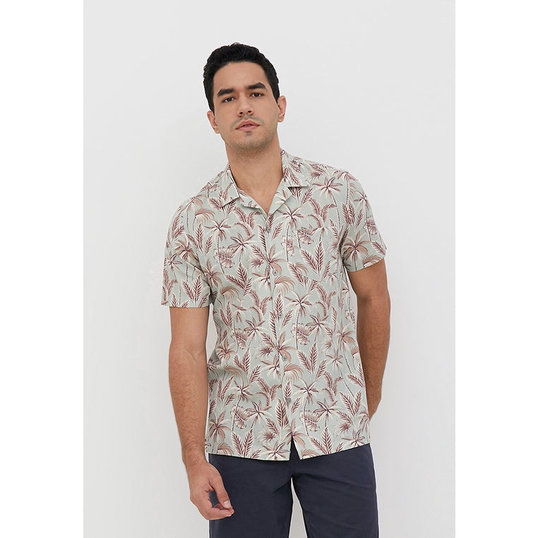 Men's Top By MOC Kemeja Pria Printing Pendek Modern Fit Gili Best Seller