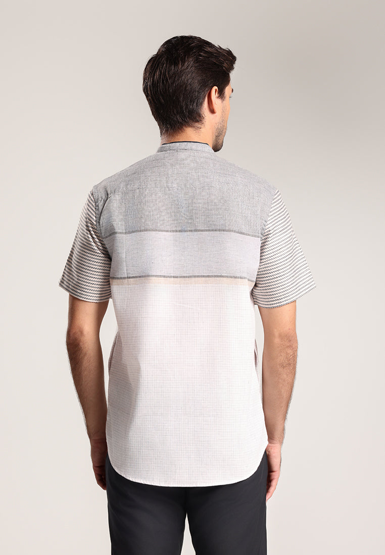 Men's Top Kemeja Koko Lengan Pendek Pria Furkan - White