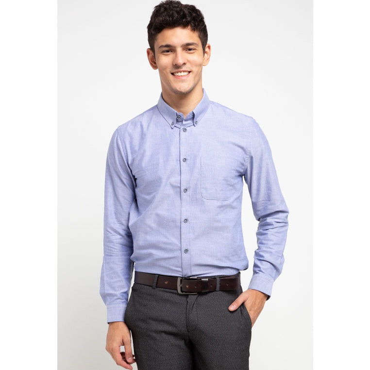 Men's Top By MOC Kemeja Pria Basic Polos Panjang Slim Fit Santana Best Seller