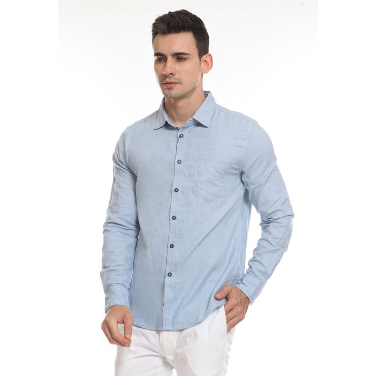 Men's Top By MOC Kemeja Pria Basic Polos Panjang Slim Fit Violi Best Seller