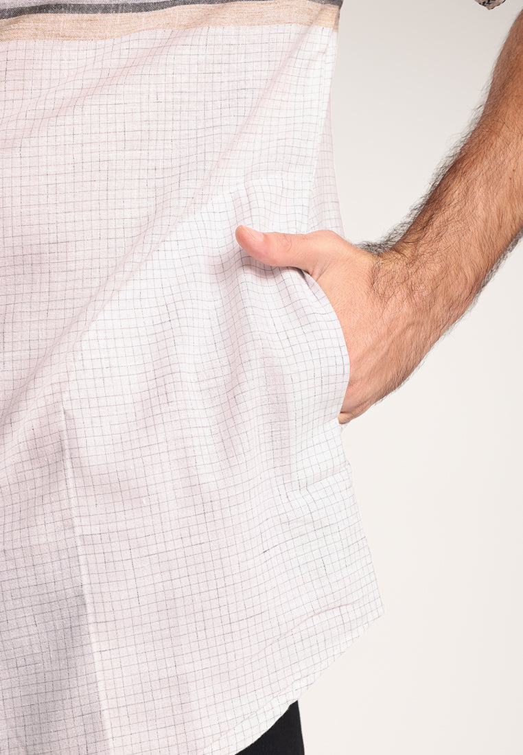 Men's Top Kemeja Koko Lengan Pendek Pria Furkan - White