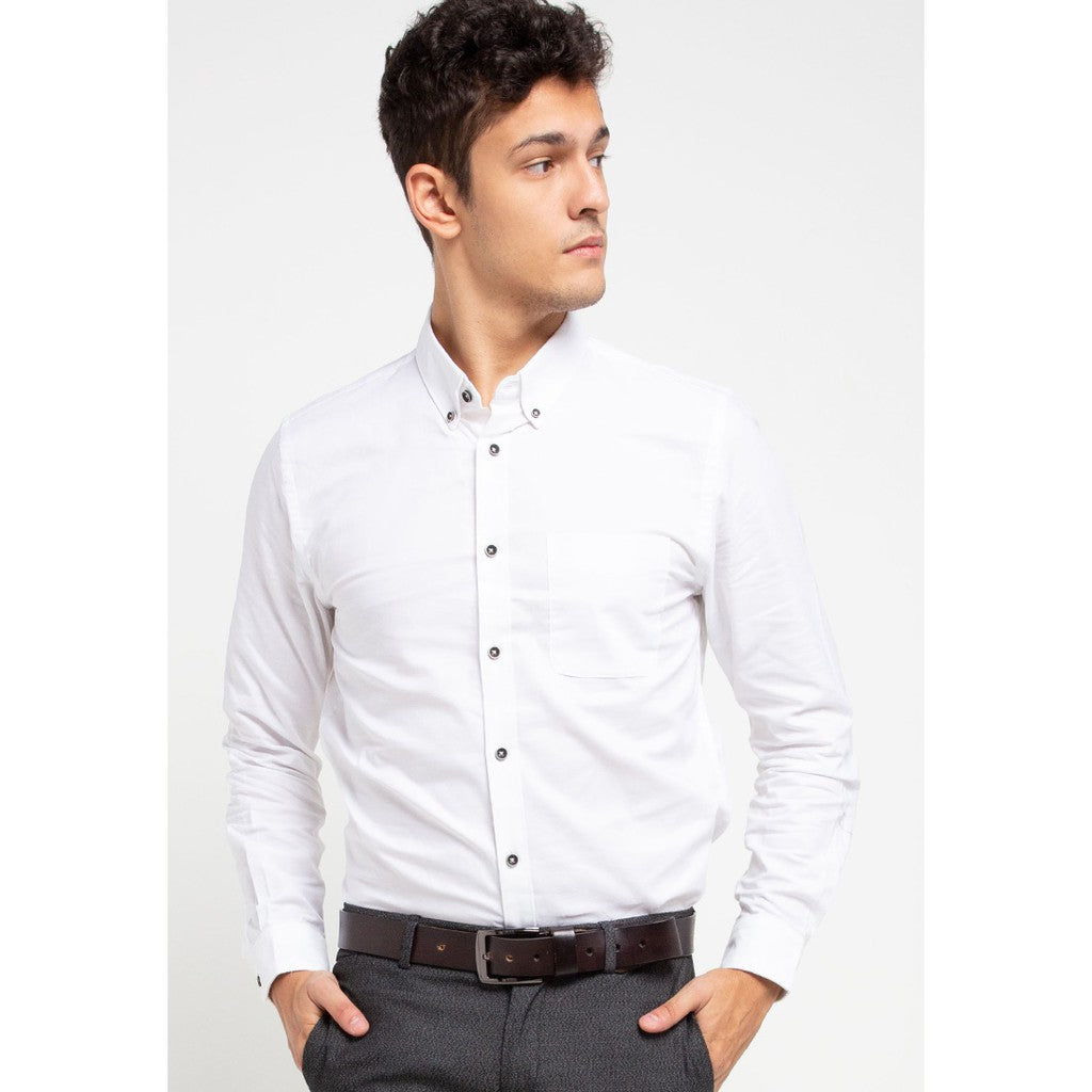 Men's Top By MOC Kemeja Pria Basic Polos Panjang Slim Fit Santana Best Seller