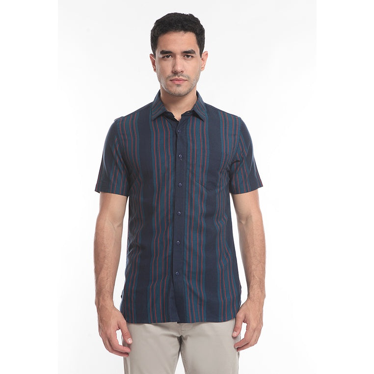 Men's Top By MOC Kemeja Pria Printing Pendek Slim Fit Kala Best Seller