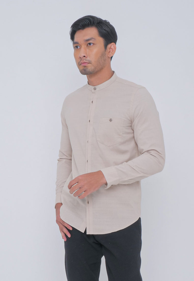 Men's Top by MOC Kemeja Shanghai Lengan Pendek Pria Bardia - Khaki