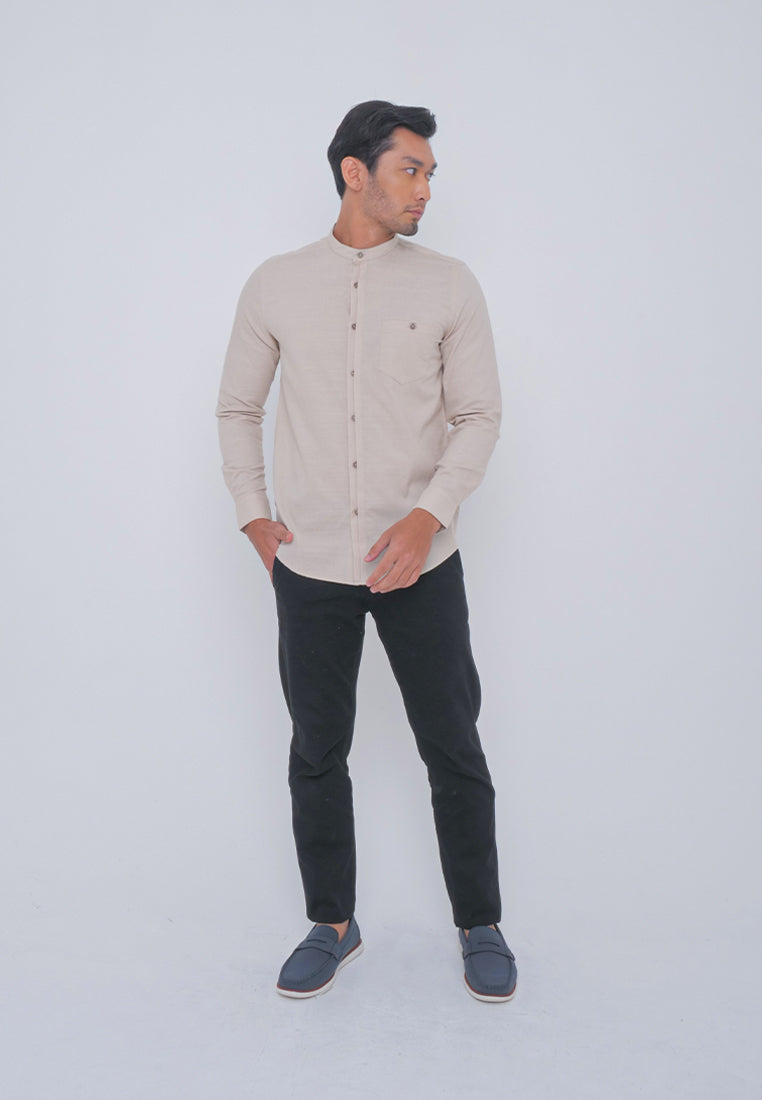 Men's Top by MOC Kemeja Shanghai Lengan Pendek Pria Bardia - Khaki