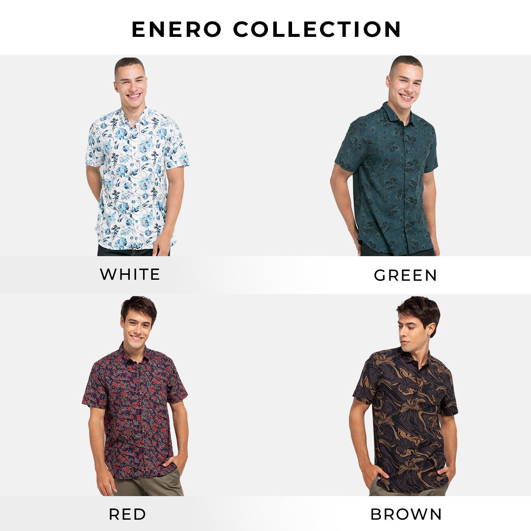 Men's Top By MOC Kemeja Pria Printing Pendek Slim Fit Enero Best Seller