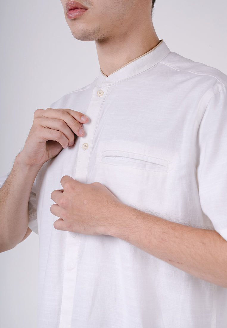 Men's Top by MOC Kemeja Shanghai Lengan Pendek Pria Eldar - White