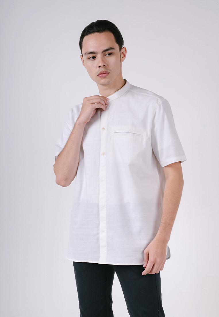 Men's Top by MOC Kemeja Shanghai Lengan Pendek Pria Eldar - White