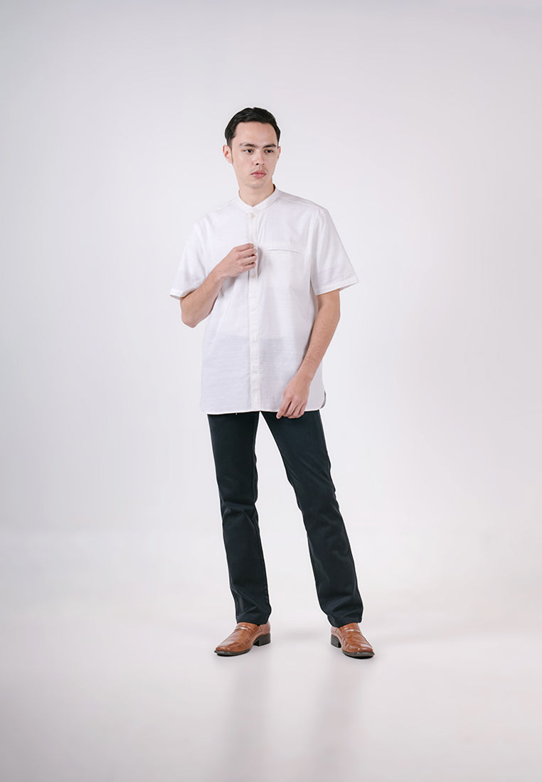 Men's Top by MOC Kemeja Shanghai Lengan Pendek Pria Eldar - White