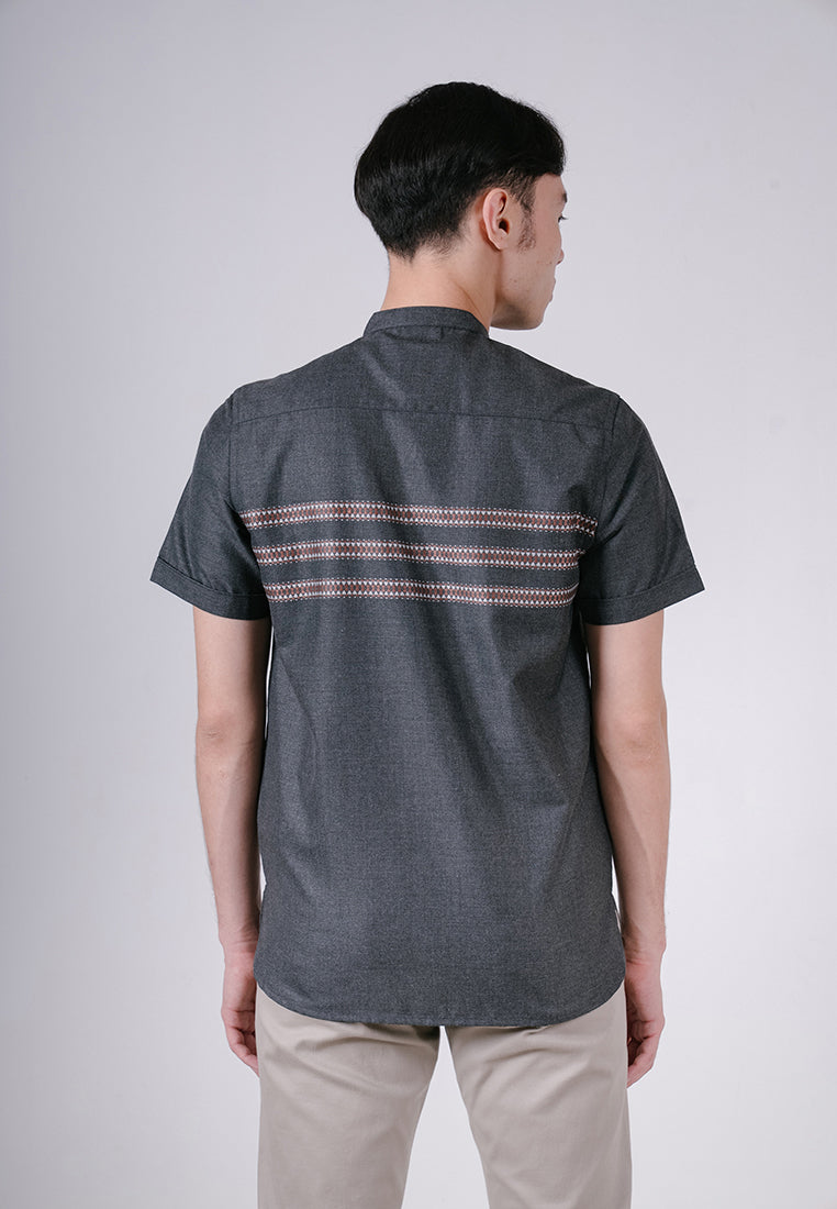 Men's Top by MOC Kemeja Koko Lengan Pendek Pria Fadil - Black