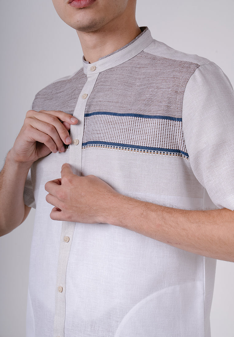 Men's Top by MOC Kemeja Koko Lengan Pendek Pria Fikri - White